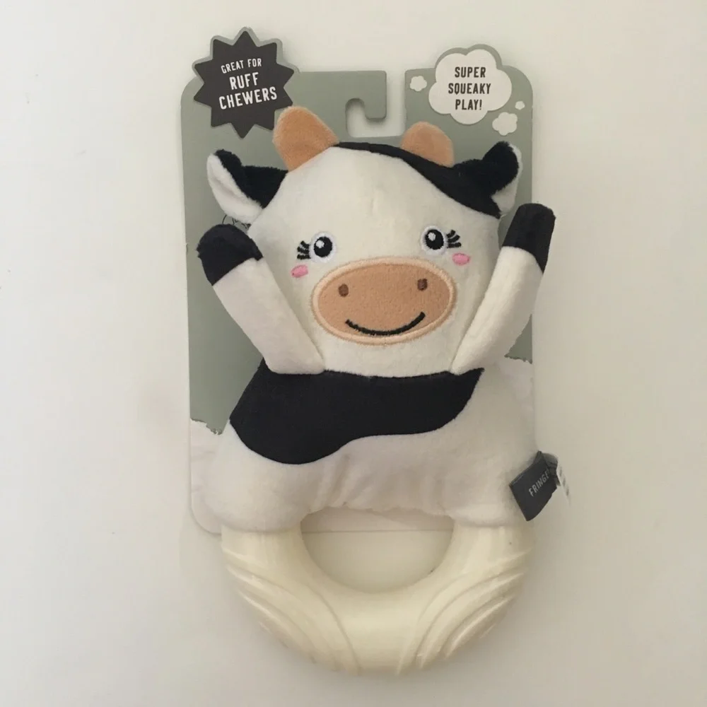 Dog Toy Chewer Cow Rip and Reveal Ruff Chewers Toy NEW | Fringe Black & White